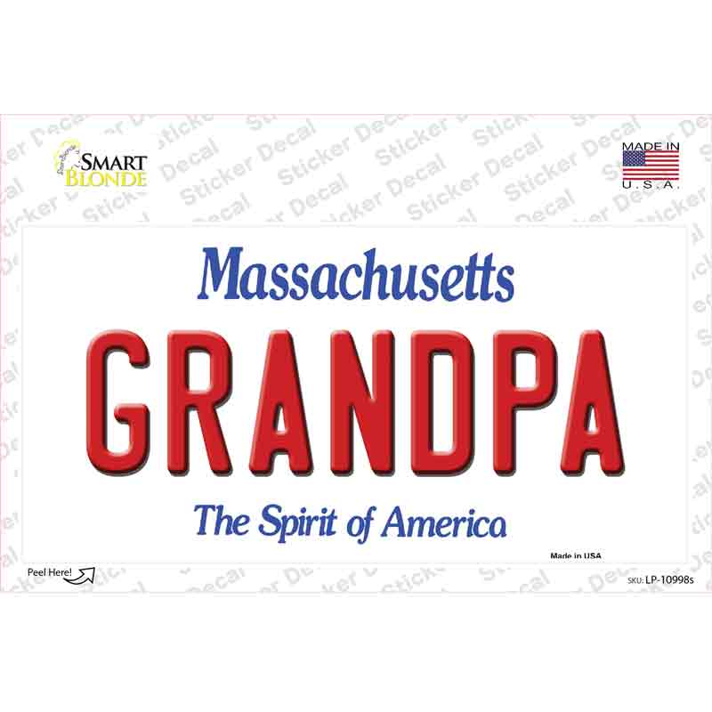 Grandpa Massachusetts Novelty Sticker Decal