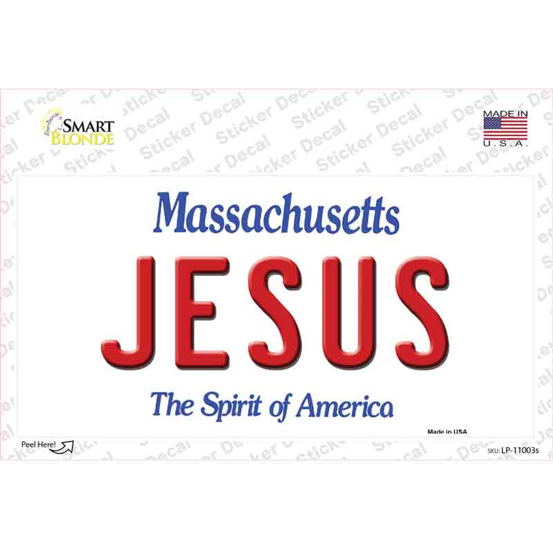 Jesus Massachusetts Novelty Sticker Decal
