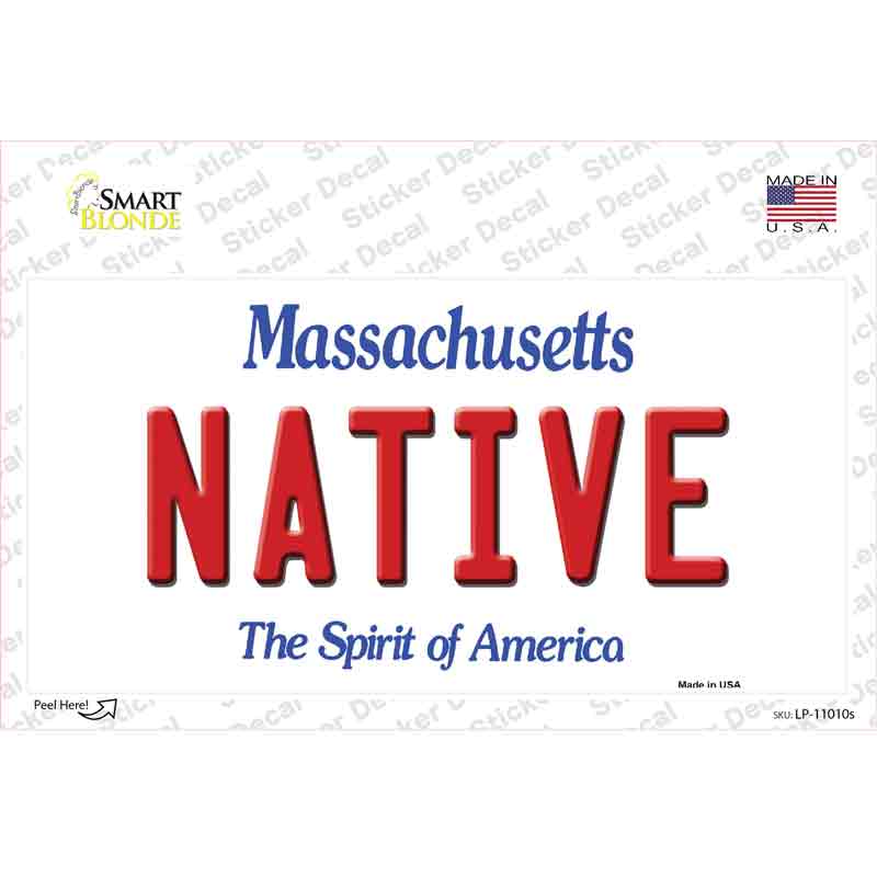 Native Massachusetts Novelty Sticker Decal