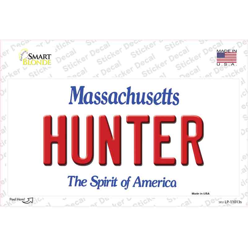 Hunter Massachusetts Novelty Sticker Decal