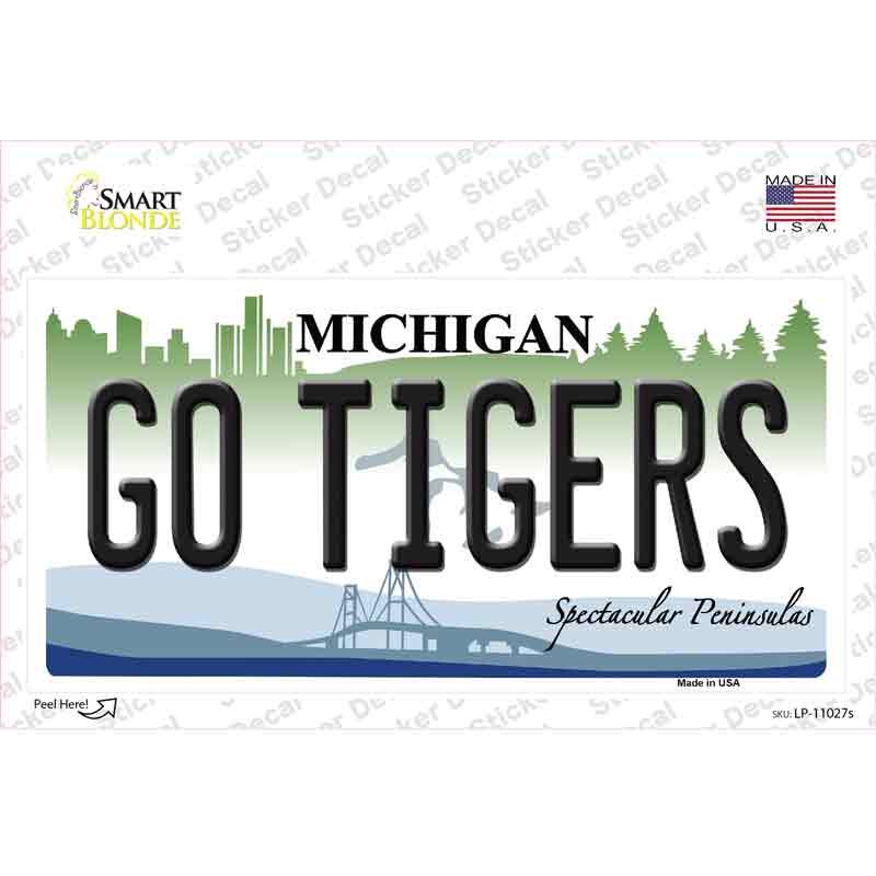 Go Tigers Michigan Novelty Sticker Decal