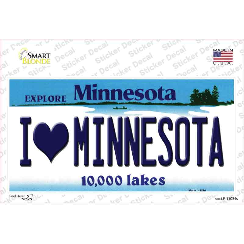 I Love Minnesota Novelty Sticker Decal