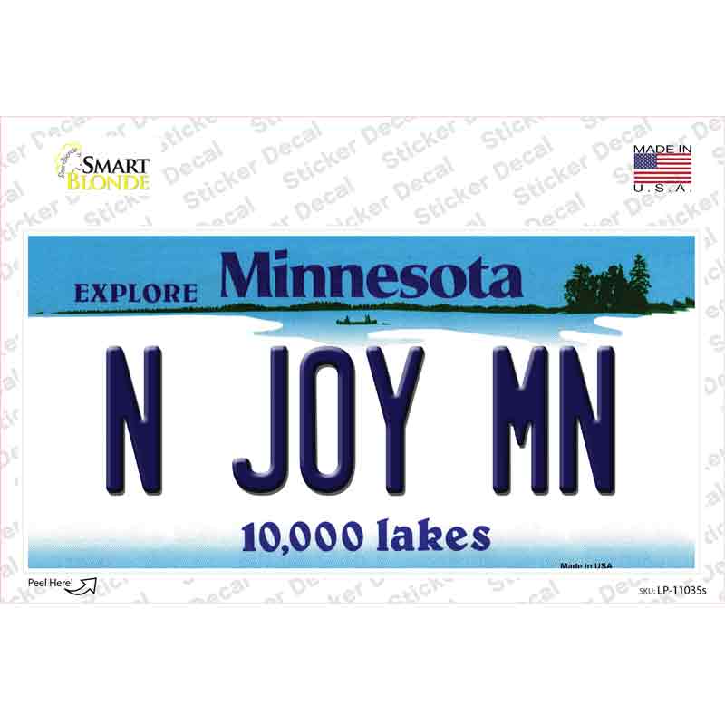 N Joy MN Minnesota Novelty Sticker Decal
