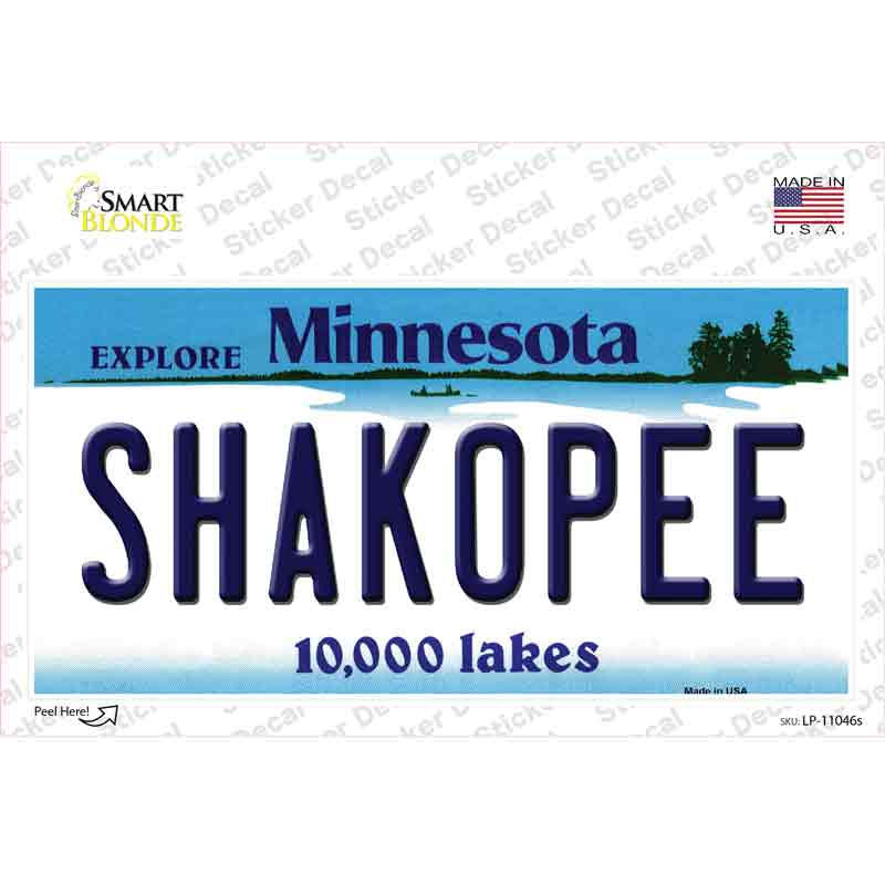 Shakopee Minnesota State Novelty Sticker Decal