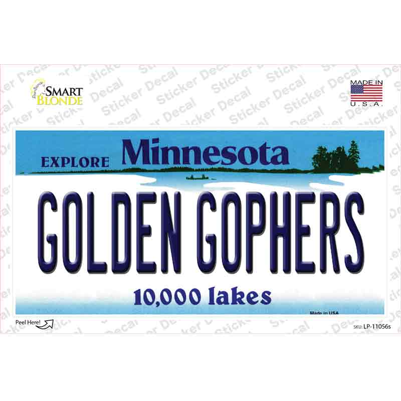Golden Gophers Minnesota State Novelty Sticker Decal