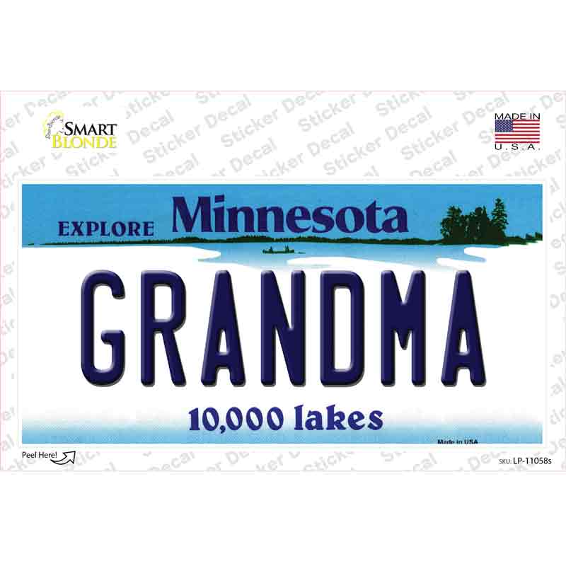 Grandma Minnesota State Novelty Sticker Decal