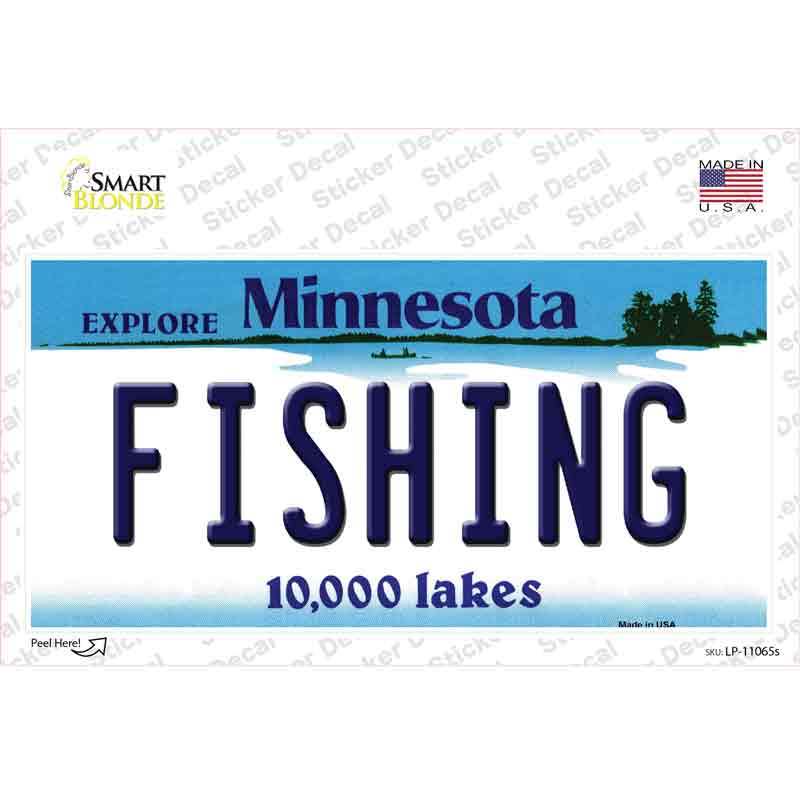 Fishing Minnesota State Novelty Sticker Decal