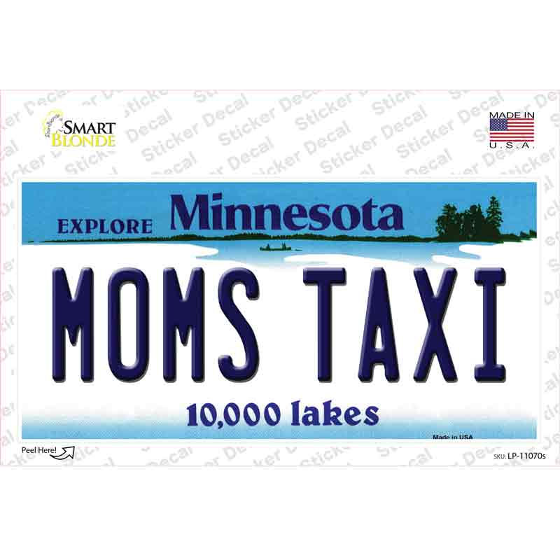 Moms Taxi Minnesota State Novelty Sticker Decal