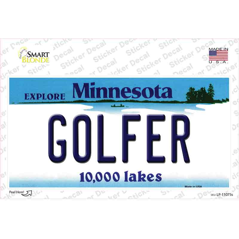 Golfer Minnesota State Novelty Sticker Decal