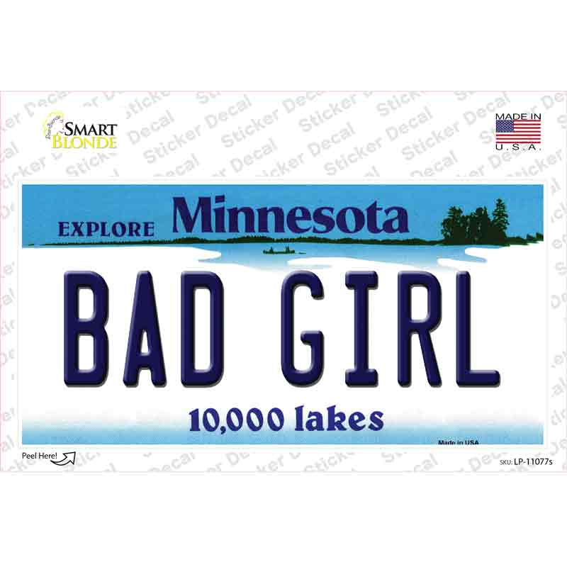 Bad Girl Minnesota State Novelty Sticker Decal