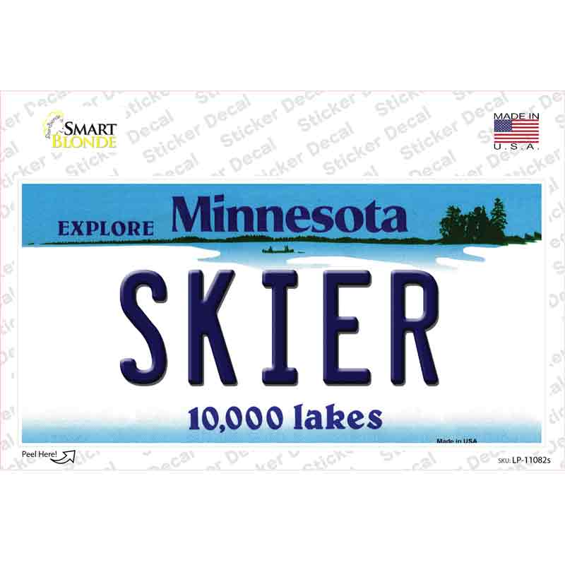 Skier Minnesota State Novelty Sticker Decal