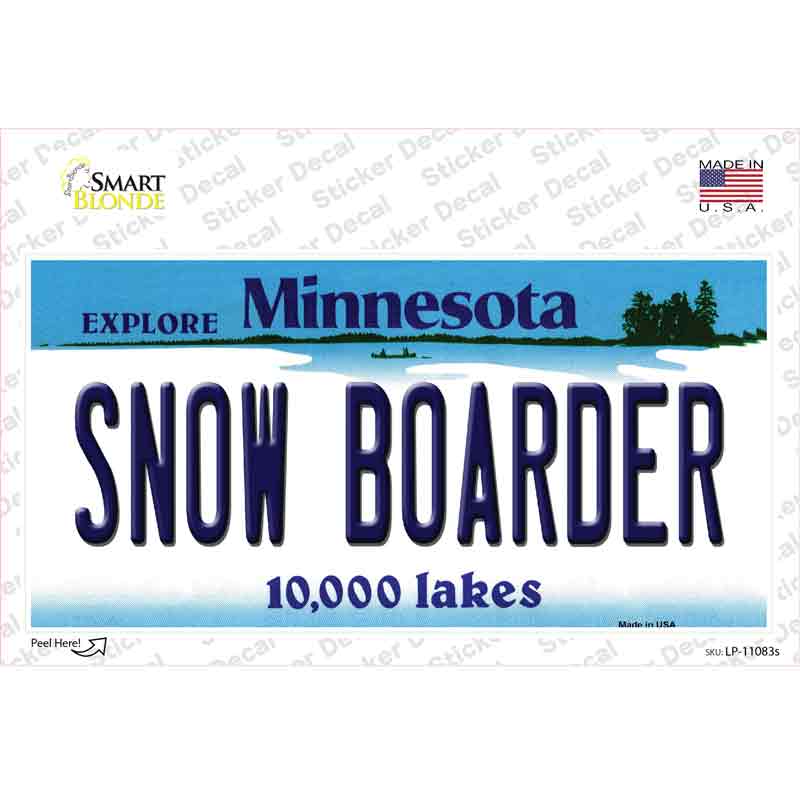 Snow Boarder Minnesota State Novelty Sticker Decal