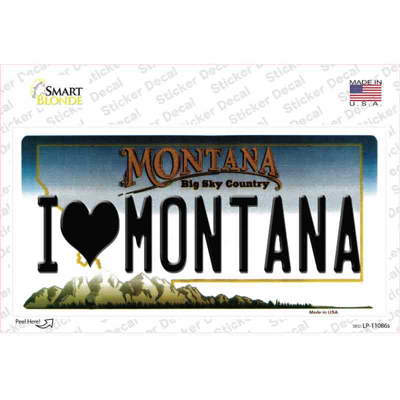 I Love Montana State Novelty Sticker Decal