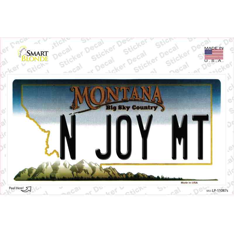 N Joy MT Montana State Novelty Sticker Decal