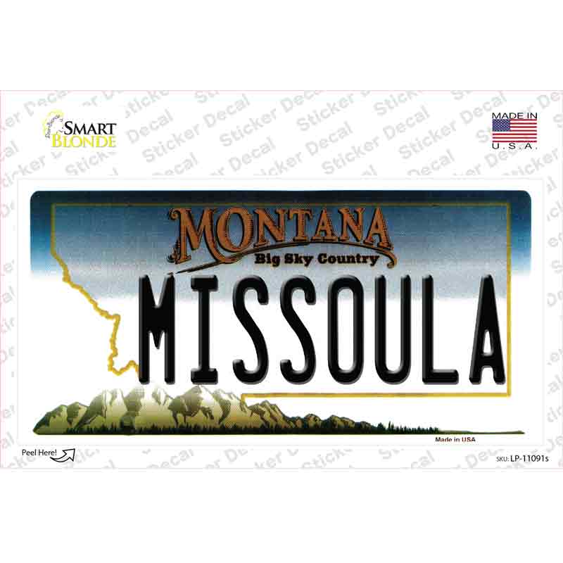 Missoula Montana State Novelty Sticker Decal
