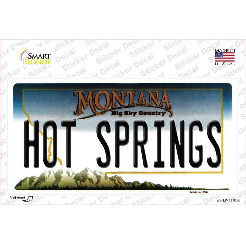 Hot Springs Montana State Novelty Sticker Decal