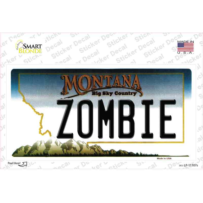 Zombie Montana State Novelty Sticker Decal