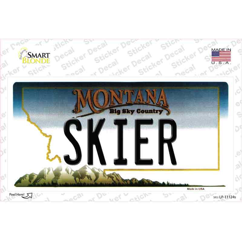 Skier Montana State Novelty Sticker Decal