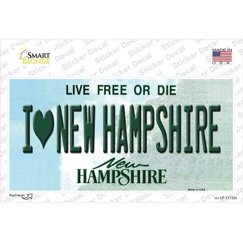 I Love New Hampshire State Novelty Sticker Decal