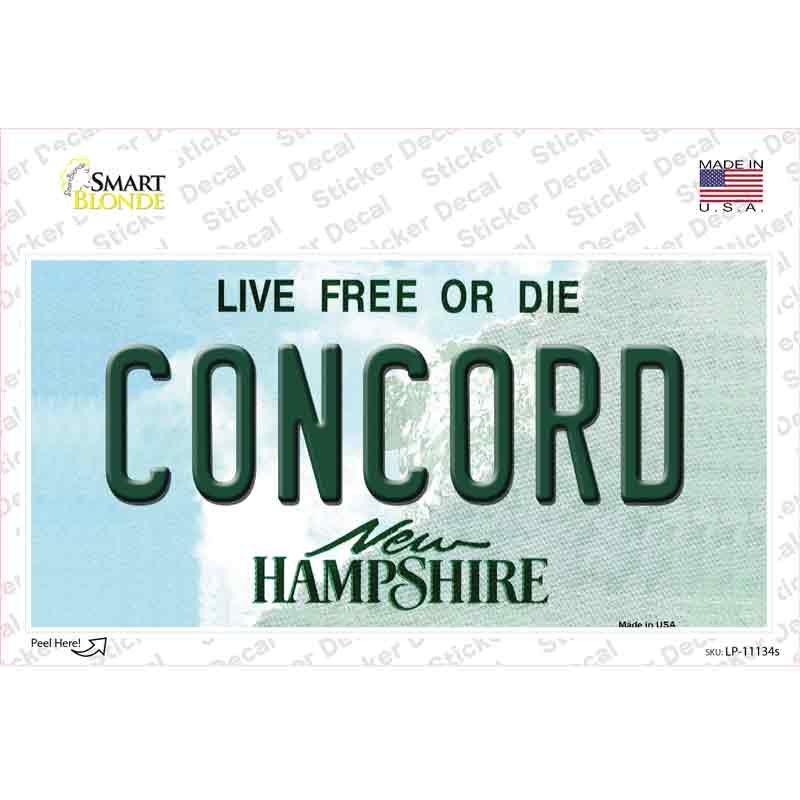 Concord New Hampshire State Novelty Sticker Decal