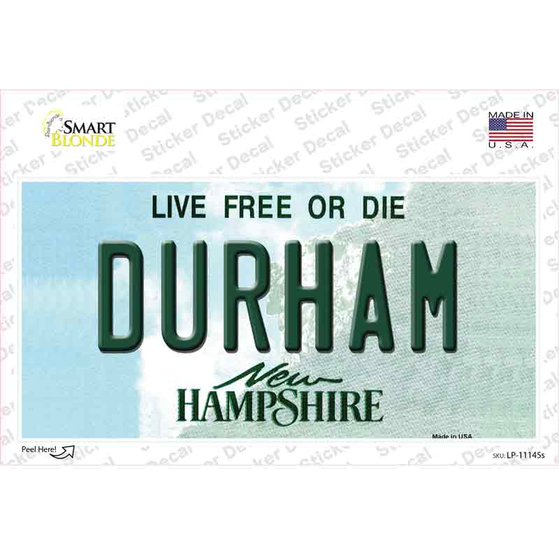 Durham New Hampshire State Novelty Sticker Decal