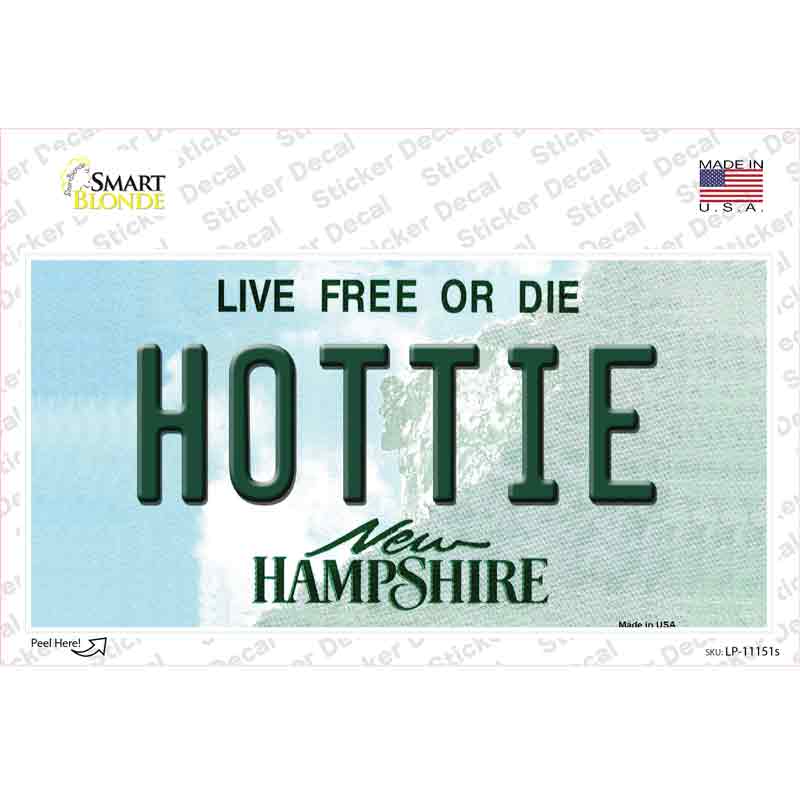 Hottie New Hampshire State Novelty Sticker Decal