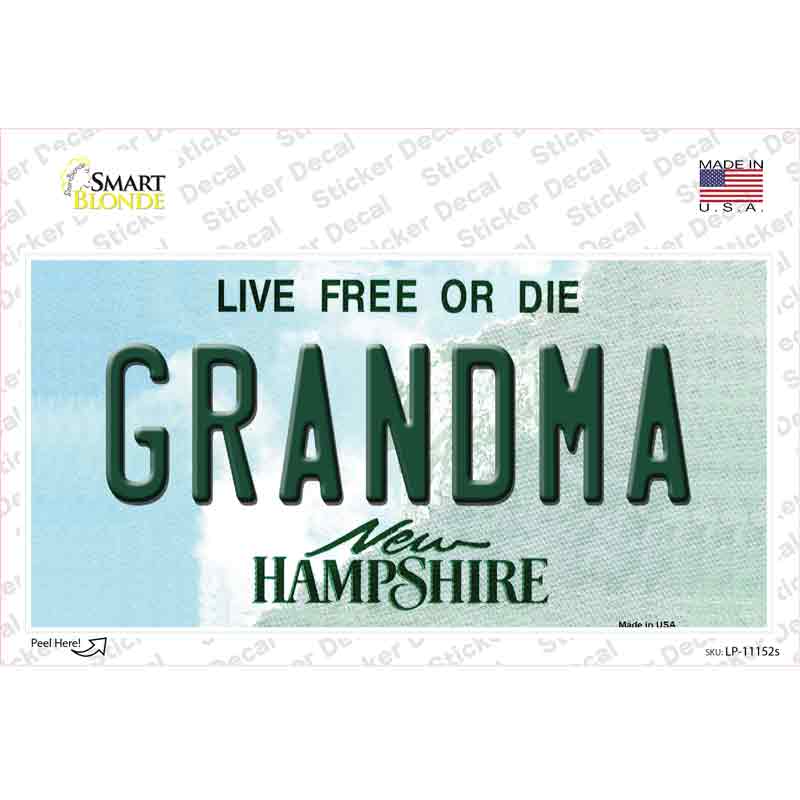 Grandma New Hampshire State Novelty Sticker Decal