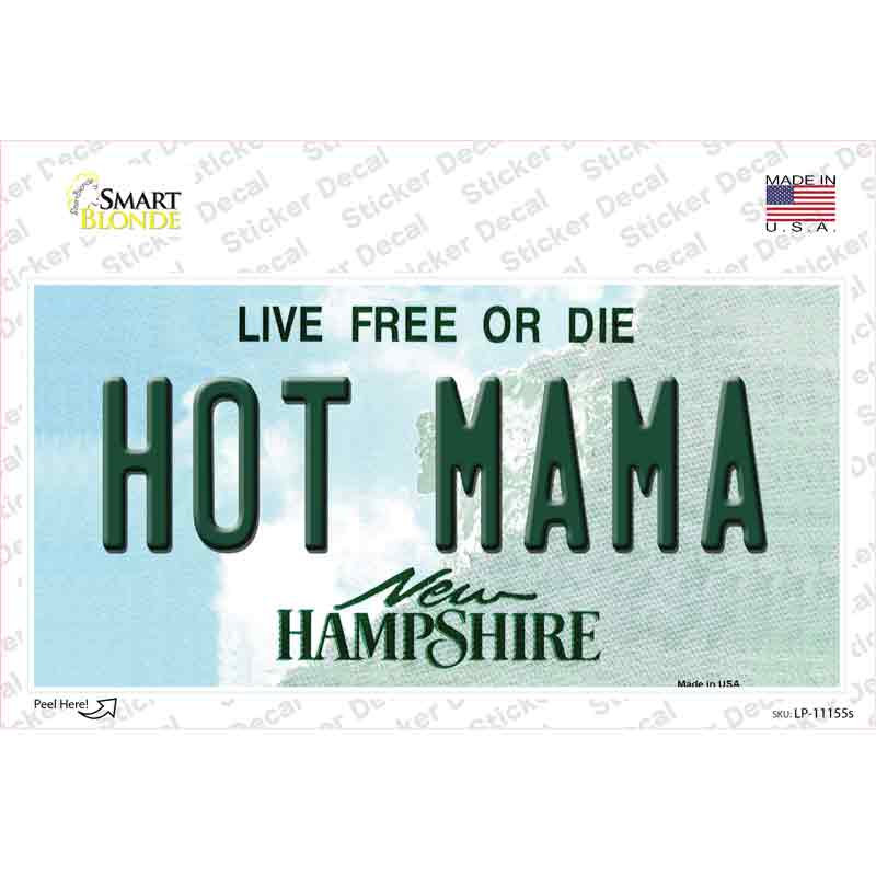 Hot Mama New Hampshire State Novelty Sticker Decal