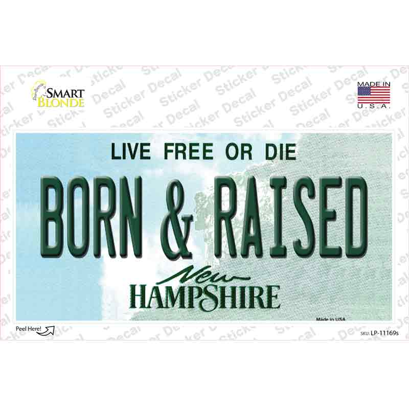 Born and Raised New Hampshire State Novelty Sticker Decal