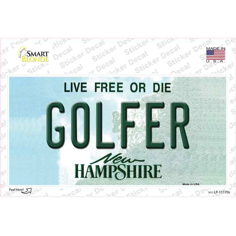 Golfer New Hampshire State Novelty Sticker Decal
