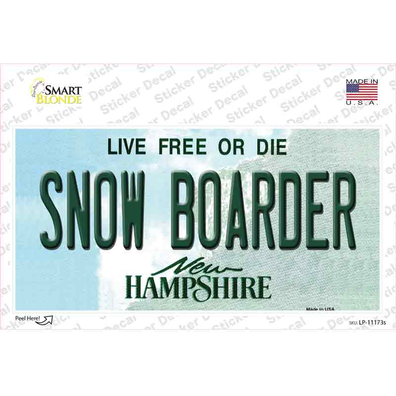 Snow Boarder New Hampshire State Novelty Sticker Decal