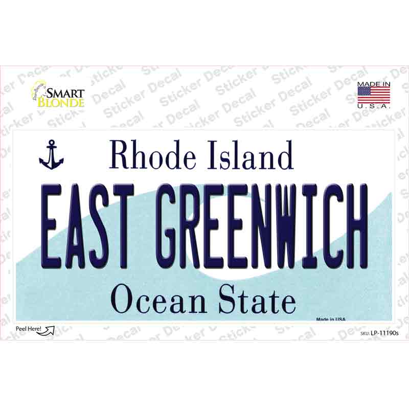 East Greenwich Rhode Island State Novelty Sticker Decal
