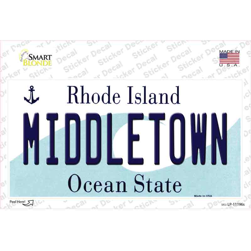 Middletown Rhode Island State Novelty Sticker Decal