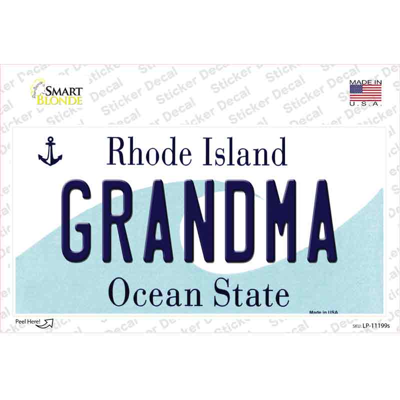 Grandma Rhode Island State Novelty Sticker Decal