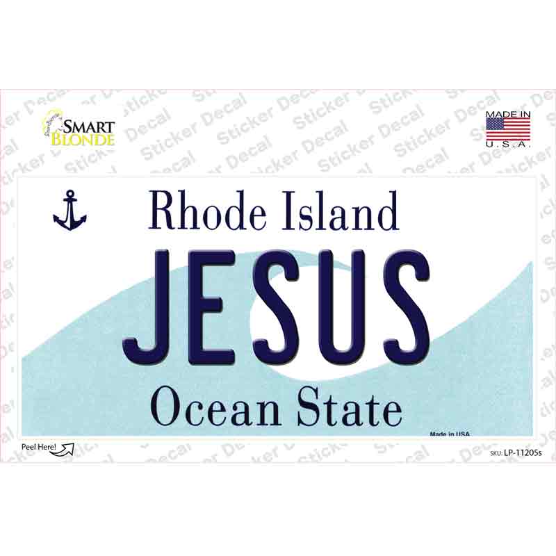 Jesus Rhode Island State Novelty Sticker Decal