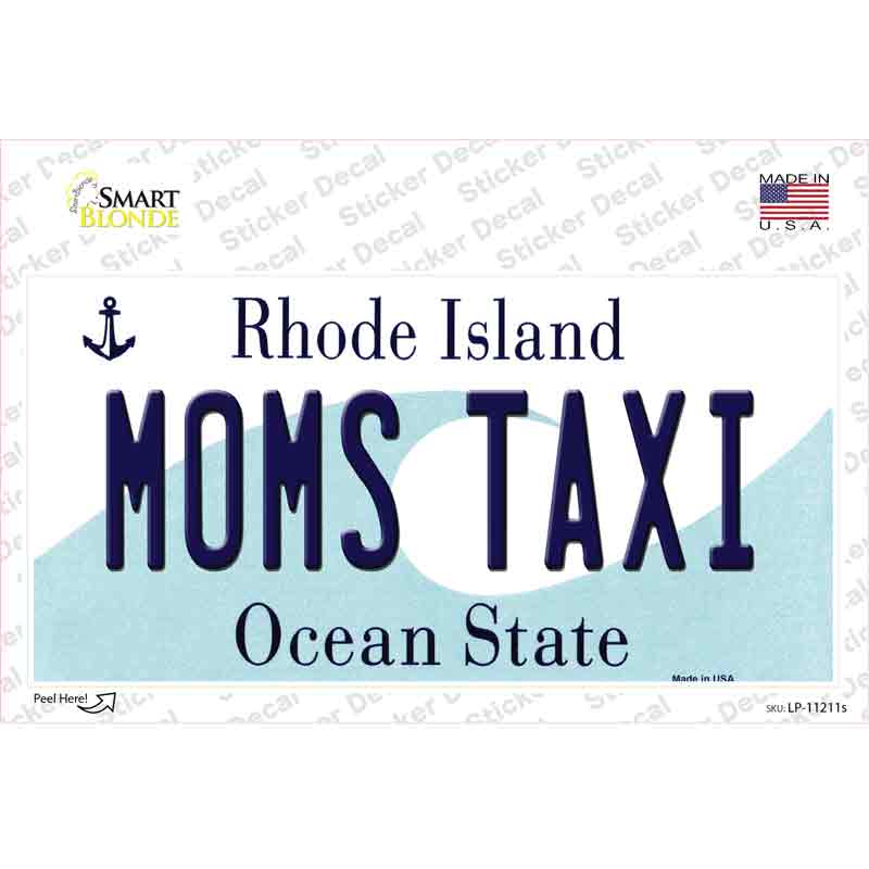Moms Taxi Rhode Island State Novelty Sticker Decal