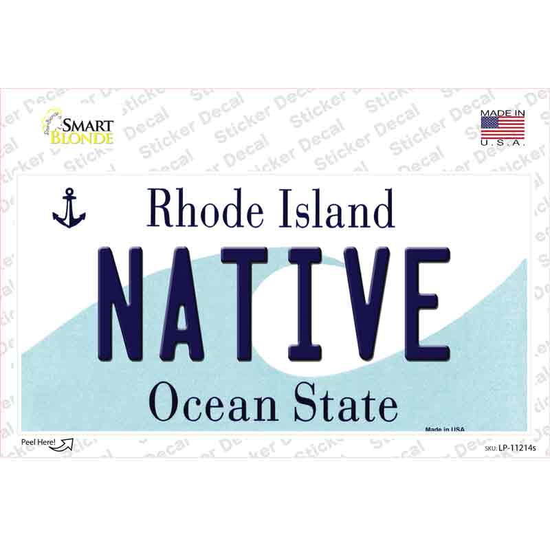 Native Rhode Island State Novelty Sticker Decal