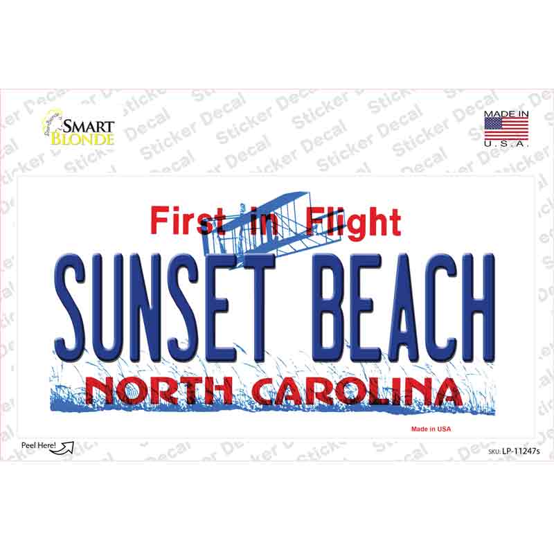 Sunset Beach North Carolina State Novelty Sticker Decal