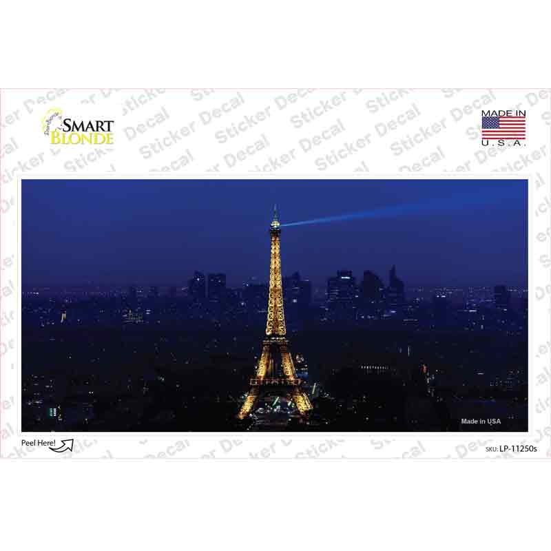 Eiffel Tower Night With City Skyline Novelty Sticker Decal