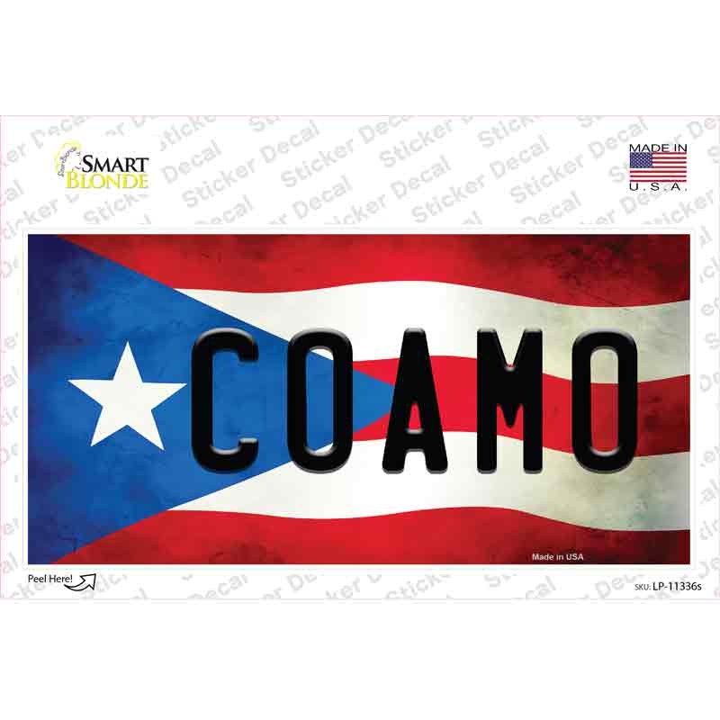 Coamo Puerto Rico Flag Novelty Sticker Decal