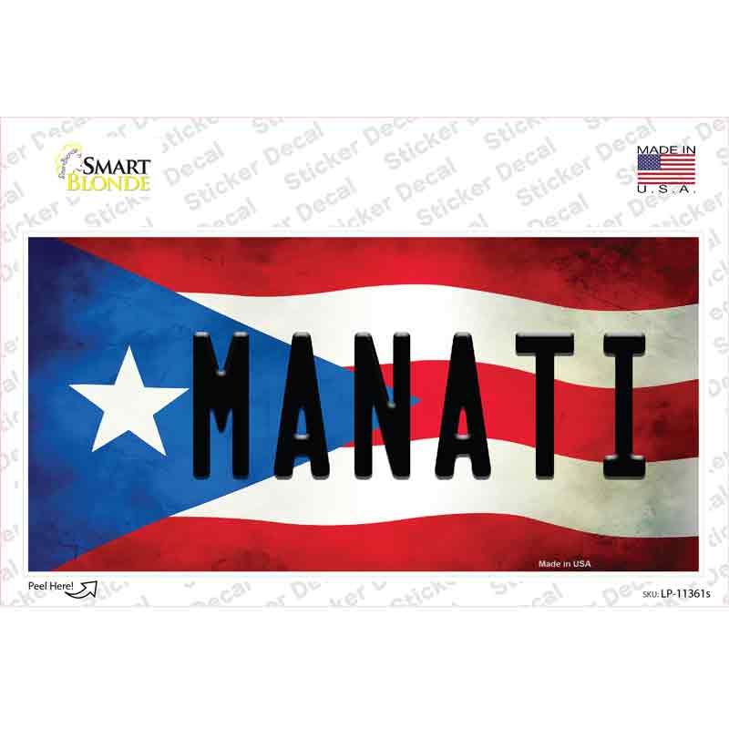 Manati Puerto Rico Flag Novelty Sticker Decal