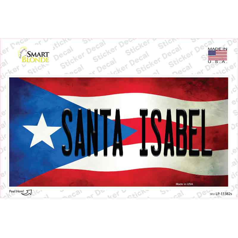 Santa Isabel Puerto Rico Flag Novelty Sticker Decal
