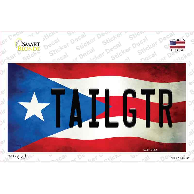 Tailgtr Puerto Rico Flag Novelty Sticker Decal