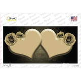 Hearts Over Roses In Gold Novelty Sticker Decal