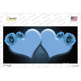Hearts Over Roses In Light Blue Novelty Sticker Decal