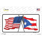 Puerto Rico Crossed US Flag Novelty Sticker Decal