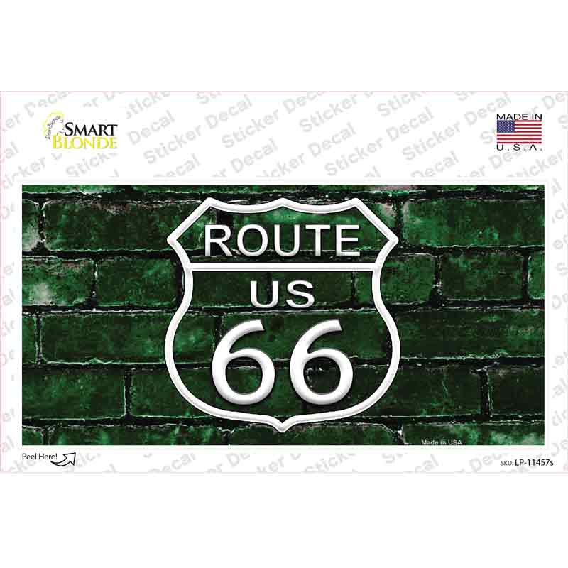 Route 66 Green Brick Wall Novelty Sticker Decal