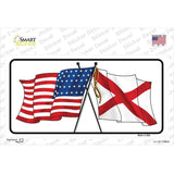 Alabama Crossed US Flag Novelty Sticker Decal