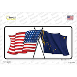 Alaska Crossed US Flag Novelty Sticker Decal