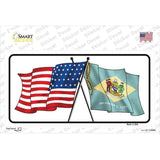 Delaware Crossed US Flag Novelty Sticker Decal